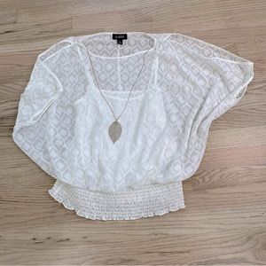 A. Byer Cold Shoulder Blouse with Necklace